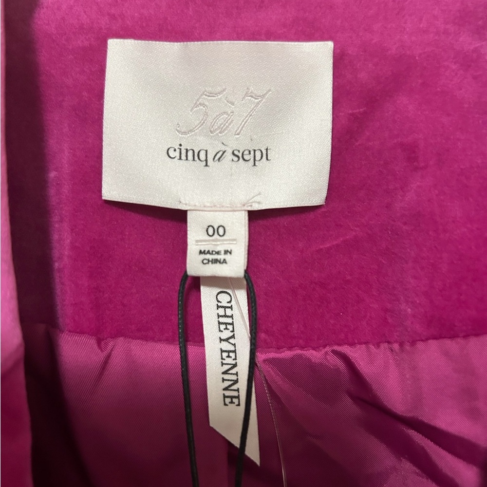 Cinq à Sept Pink Velvet Jacket with Silver Floral Embellishment - Picture 4 of 4